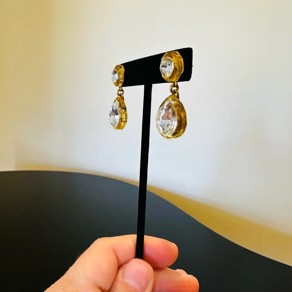 NWT Luxe Party Minimalist J. Crew Crystal Pear-shaped drop statement earrings - Picture 8 of 17
